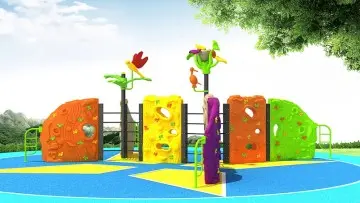A children's outdoor adventure climbing wall suitable for parks