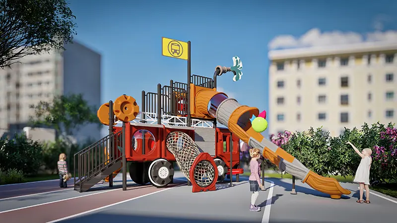 Bus Theme Playground Equipment Slide Combination (2)