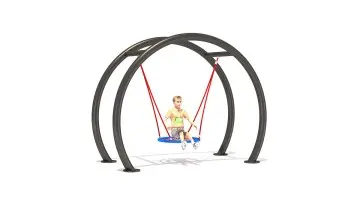 Backyard swing set with large mesh seats